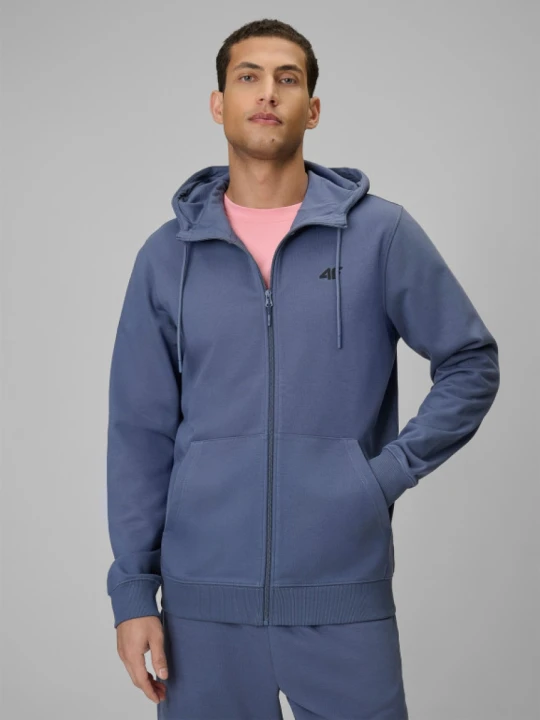 Zdjęcie produktu Męska bluza dresowa rozpinana z kapturem 4F 4FRSS26TSWSM3106 - denim