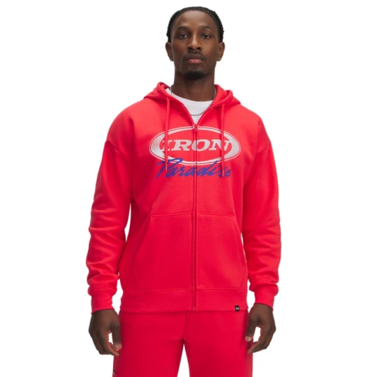 Zdjęcie produktu Męska bluza dresowa rozpinana z kapturem Project Rock Icon Fleece FZ - czerwona Under Armour