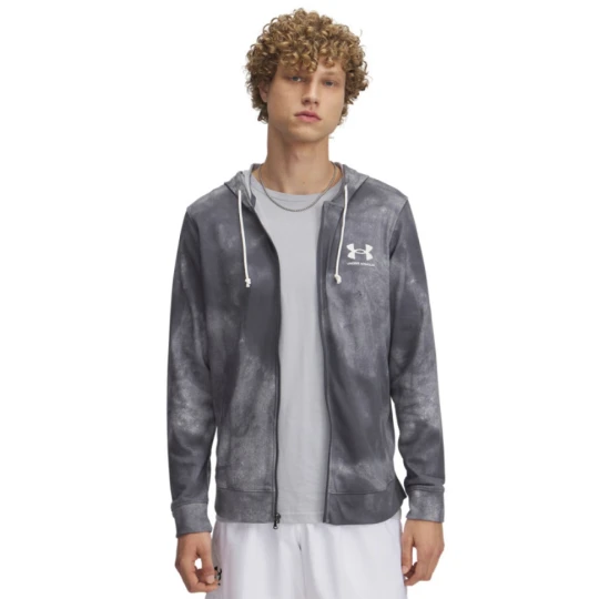 Zdjęcie produktu Męska bluza dresowa rozpinana z kapturem Under Armour UA Rival Terry AOP FZ Q1 - szara