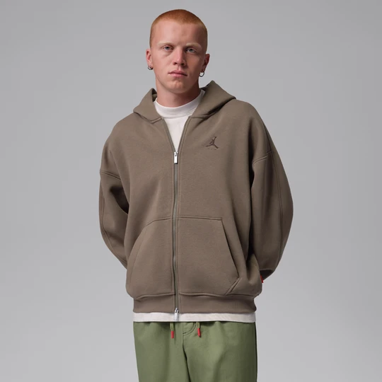 Zdjęcie produktu Męska bluza dzianinowa o kroju oversize z suwakiem na całej długości Jordan Brooklyn - Brązowy