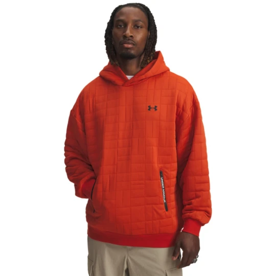Zdjęcie produktu Męska bluza nierozpinana z kapturem Under Armour UA Unstoppable Fleece Textured - pomarańczowa