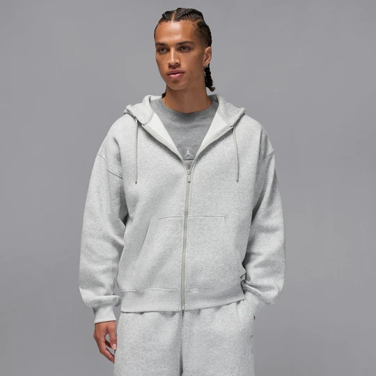 Zdjęcie produktu Męska bluza o kroju oversize z kapturem i zamkiem na całej długości Jordan Brooklyn Fleece - Szary