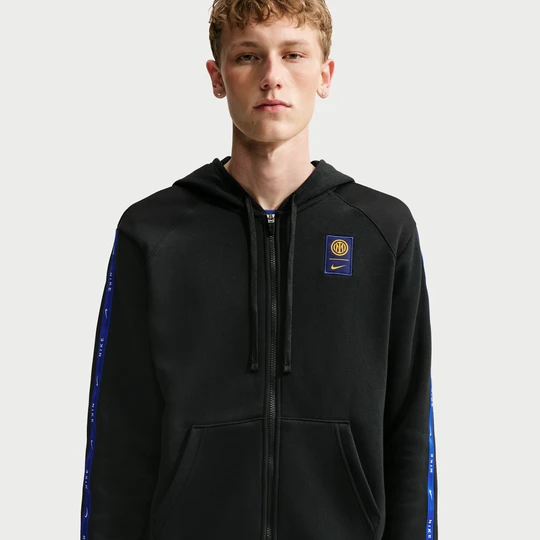 Zdjęcie produktu Męska bluza piłkarska z dzianiny z kapturem i zamkiem na całej długości Nike Inter Mediolan City Side - Czerń