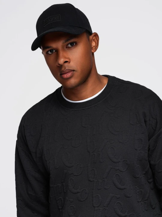 Zdjęcie produktu Męska bluza RELAXED FIT z tłoczonymi literami – czarna V1 - Rozmiar: L Ombre Clothing