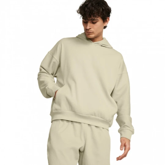 Zdjęcie produktu Meska bluza treningowa nierozpinana z kapturem Under Armour UA Journey Rib Hoodie - kremowa