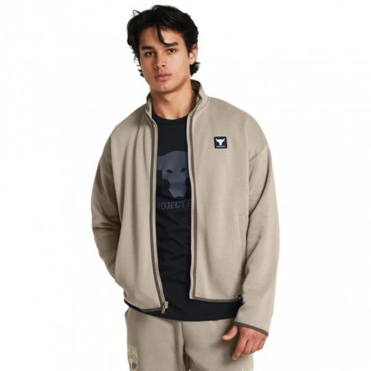 Zdjęcie produktu Męska bluza treningowa rozpinana bez kaptura Under Armour Project Rock Icon Fleece Full Zip - beżowa