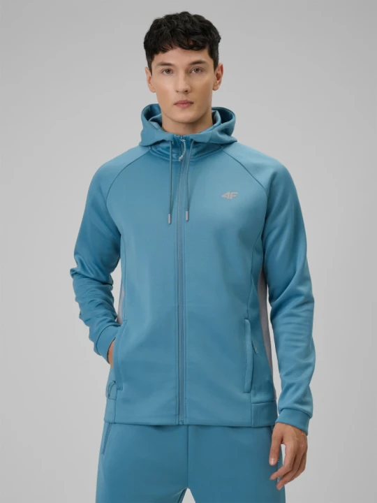 Zdjęcie produktu Męska bluza treningowa rozpinana z kapturem 4F 4FRSS26TFSWM0958 - niebieska