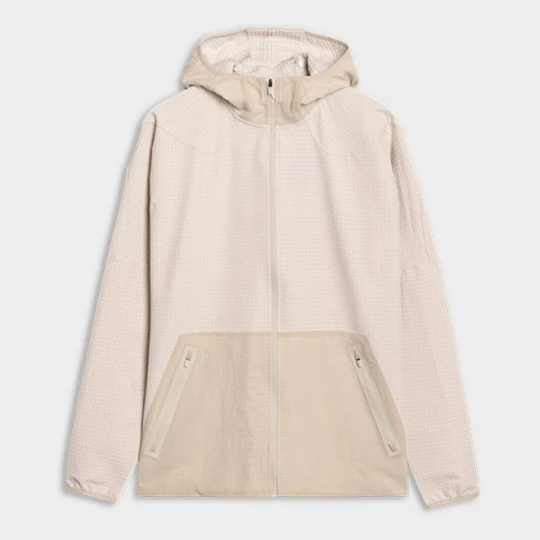 Zdjęcie produktu Męska bluza treningowa rozpinana z kapturem 4F x Robert Lewandowski RL9SSS25TFSWM615 - beżowa
