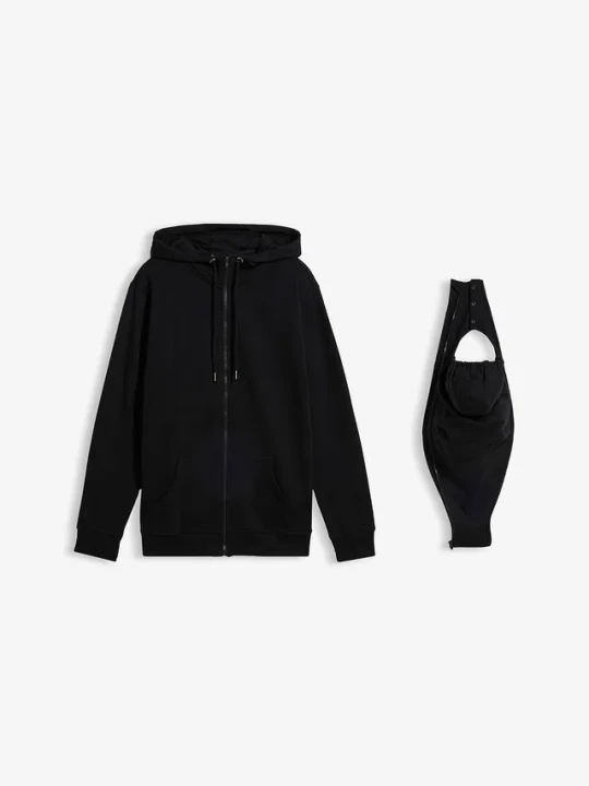 Zdjęcie produktu Męska bluza z kapturem 2 w 1 z wstawką na nosidełko z miękkiej bawełnianej dzianiny dresowej BonPrix czarny