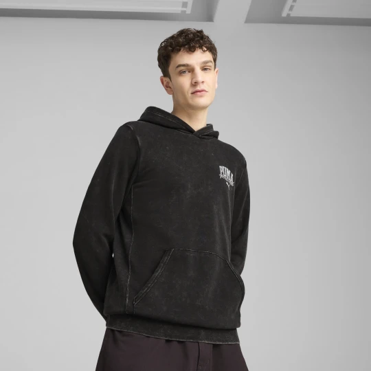 Zdjęcie produktu Męska bluza z kapturem z efektem sprania PUMA Class, Odzież, Czarny
