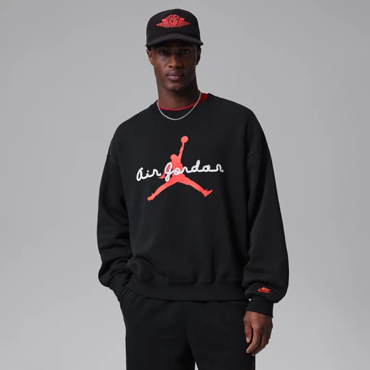Zdjęcie produktu Męska dzianinowa bluza dresowa z półokrągłym dekoltem Jordan Brooklyn - Czerń
