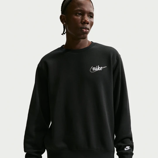 Zdjęcie produktu Męska dzianinowa bluza dresowa z półokrągłym dekoltem Nike Club - Czerń