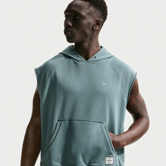 Zdjęcie produktu Męska dzianinowa bluza treningowa z kapturem bez rękawów Dri-FIT Nike N.A.C. - Szary