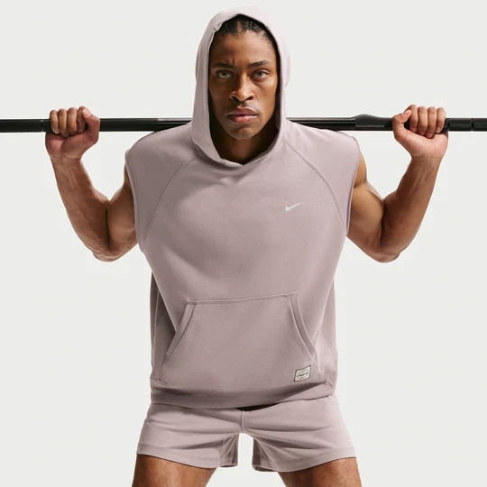 Zdjęcie produktu Męska dzianinowa bluza treningowa z kapturem bez rękawów Dri-FIT Nike N.A.C. - Szary