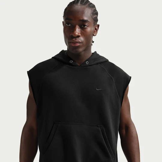 Zdjęcie produktu Męska dzianinowa bluza treningowa z kapturem bez rękawów Dri-FIT Nike N.A.C. - Czerń