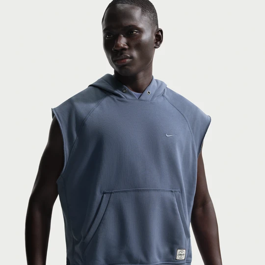 Zdjęcie produktu Męska dzianinowa bluza treningowa z kapturem bez rękawów Dri-FIT Nike N.A.C. - Niebieski