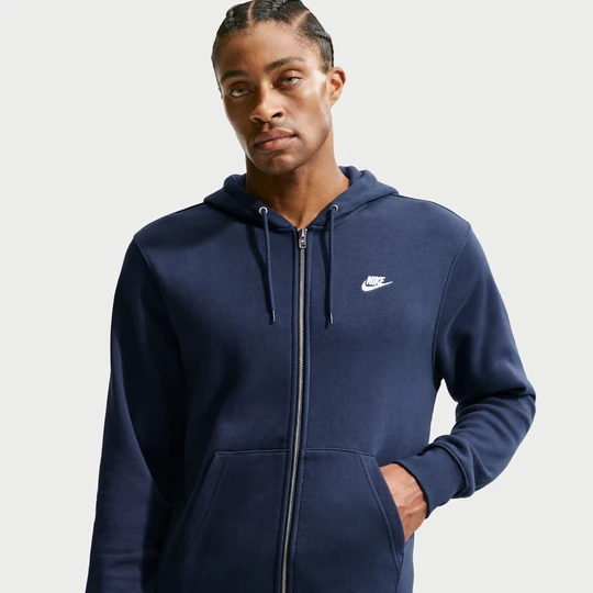 Zdjęcie produktu Męska dzianinowa bluza z kapturem i zamkiem na całej długości Nike Club - Niebieski