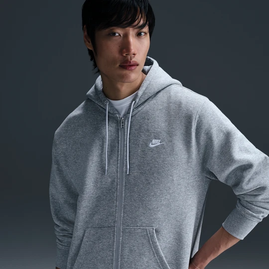 Zdjęcie produktu Męska dzianinowa bluza z kapturem i zamkiem na całej długości Nike Club - Szary