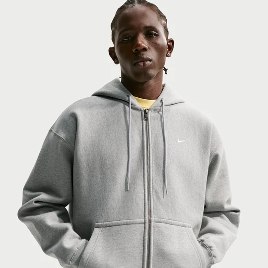 Zdjęcie produktu Męska dzianinowa bluza z kapturem i zamkiem na całej długości Nike Solo Swoosh - Szary