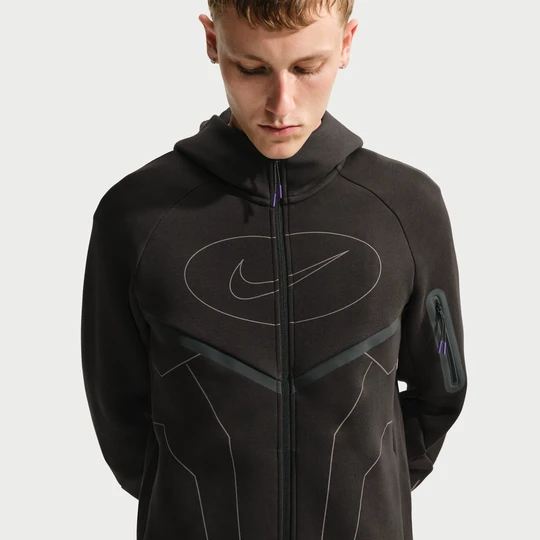 Zdjęcie produktu Męska dzianinowa bluza z kapturem i zamkiem na całej długości Windrunner Nike Tech - Brązowy