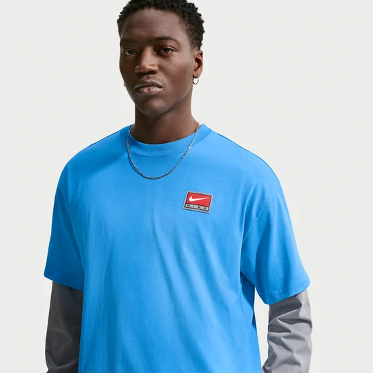 Zdjęcie produktu Męska dzianinowa koszulka o pudełkowym kroju z krótkim rękawem Nike Life - Niebieski