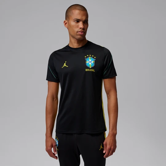 Zdjęcie produktu Męska dzianinowa koszulka piłkarska z krótkim rękawem Jordan Dri-FIT Brazylia Strike - Czerń