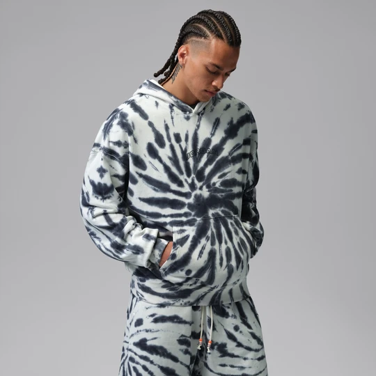 Zdjęcie produktu Męska festiwalowa bluza z kapturem barwiona metodą Tie-Dye Jordan Brooklyn Fleece - Biel