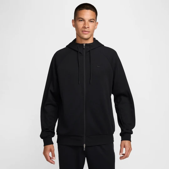 Zdjęcie produktu Męska funkcjonalna bluza z kapturem, zamkiem na całej długości i ochroną przed promieniowaniem UV Dri-FIT Nike Primary Fleece - Czerń