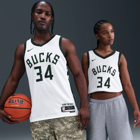 Zdjęcie produktu Męska koszulka Nike Dri-FIT NBA Swingman Milwaukee Bucks Association Edition - Biel