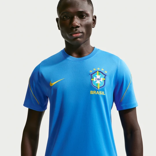 Zdjęcie produktu Męska koszulka piłkarska z krótkim rękawem Nike Dri-FIT Brazil Strike - Niebieski