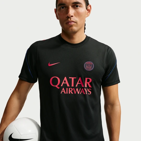 Zdjęcie produktu Męska koszulka piłkarska z krótkim rękawem Nike Dri-FIT Paris Saint-Germain Strike - Czerń
