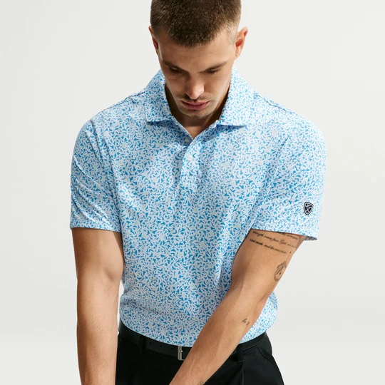 Zdjęcie produktu Męska koszulka polo do golfa z mikronadrukiem w ptaki Dri-FIT Nike Par - Niebieski