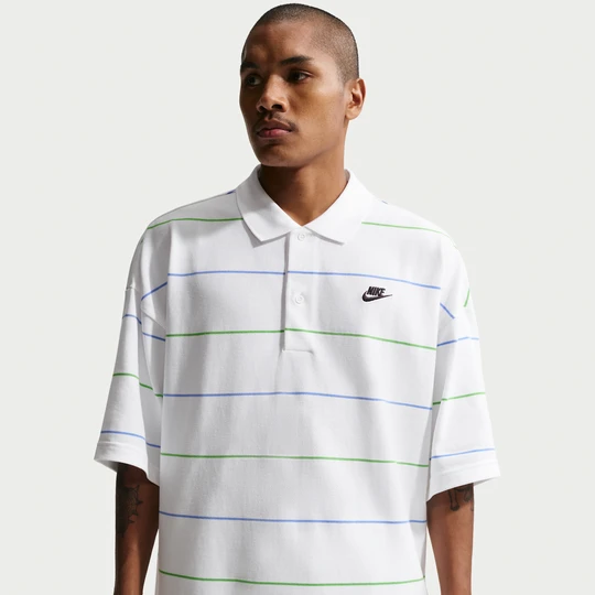 Zdjęcie produktu Męska koszulka polo w paski o kroju oversize Nike Club - Biel