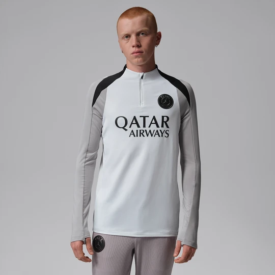 Zdjęcie produktu Męska koszulka treningowa do piłki nożnej z dzianiny Jordan Dri-FIT Paris Saint-Germain Strike (edycja nocna) - Biel