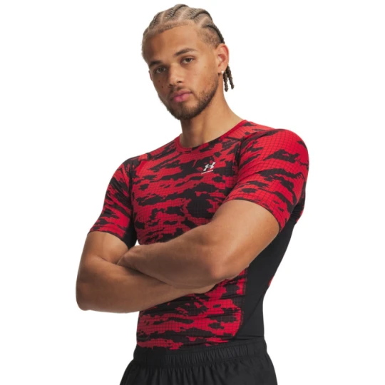 Zdjęcie produktu Męska koszulka treningowa Under Armour UA HeatGear Printed SS - czerwona