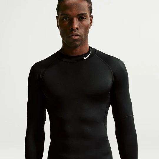 Zdjęcie produktu Męska koszulka z długim rękawem i półgolfem do fitnessu Dri-FIT Nike Pro - Czerń