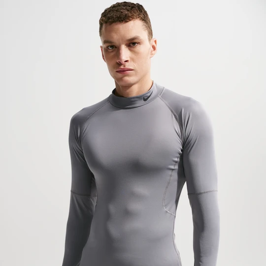 Zdjęcie produktu Męska koszulka z długim rękawem i półgolfem do fitnessu Dri-FIT Nike Pro - Szary