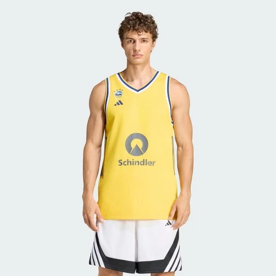 Zdjęcie produktu Męska koszykarska koszulka domowa Alba Berlin Adidas Super Yellow