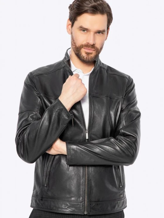 Zdjęcie produktu Męska kurtka biker ze skóry naturalnej czarna Wittchen