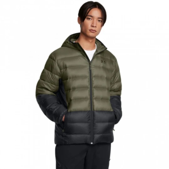 Zdjęcie produktu Męska kurtka z puchem naturalnym Under Armour Legend Down Hooded Jacket - oliwkowa/khaki