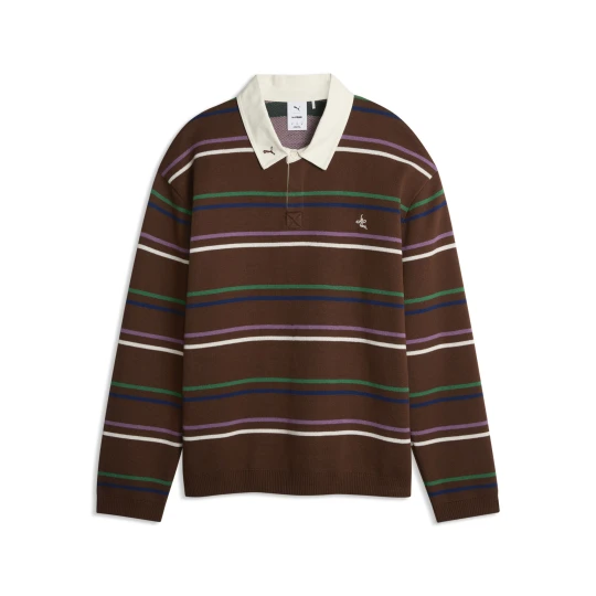 Zdjęcie produktu Męska luźna dzianinowa koszulka polo PUMA x LE PÈRE w stylu rugby, Odzież, Brązowy