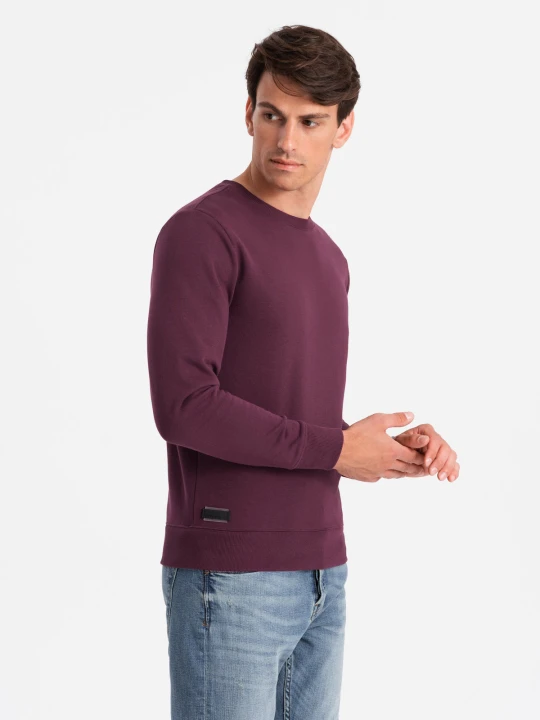 Zdjęcie produktu Męska nierozpinana bluza dresowa BASIC – bordowa V3 - Rozmiar: L Ombre Clothing