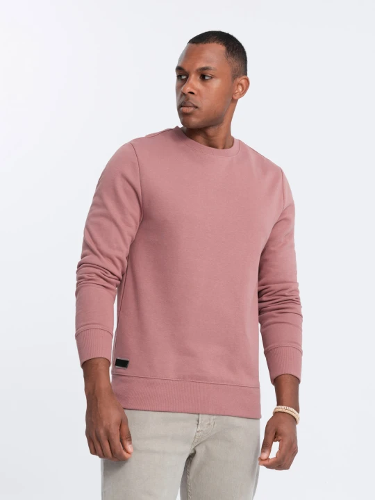 Zdjęcie produktu Męska nierozpinana dresowa bluza BASIC – ciemnoróżowa V4 - Rozmiar: XXL Ombre Clothing ciemnoróżowy