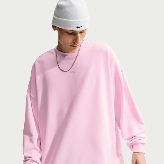 Zdjęcie produktu Męska oversizowa bluza z okrągłym dekoltem z dzianiny dresowej Nike Club - Różowy