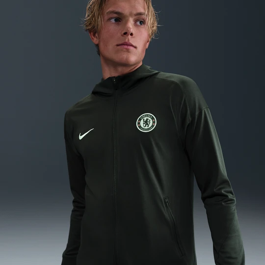 Zdjęcie produktu Męska piłkarska bluza dresowa z dzianiny z kapturem Nike Dri-FIT Chelsea F.C. Strike - Zieleń