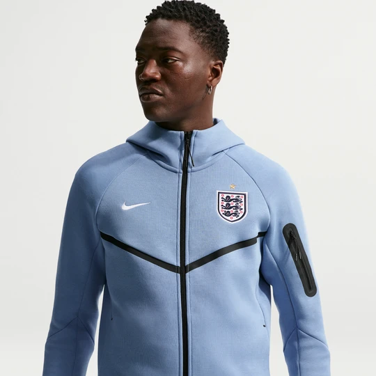 Zdjęcie produktu Męska piłkarska bluza z kapturem i zamkiem na całej długości Nike Anglia Tech Fleece Windrunner - Niebieski