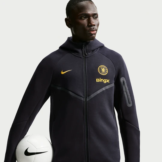 Zdjęcie produktu Męska piłkarska bluza z kapturem i zamkiem na całej długości Nike Chelsea F.C. Tech Fleece Windrunner - Niebieski