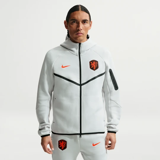 Zdjęcie produktu Męska piłkarska bluza z kapturem i zamkiem na całej długości Nike Holandia Tech Fleece Windrunner - Szary