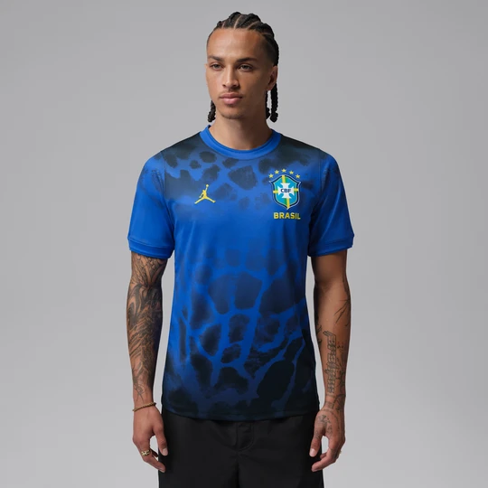 Zdjęcie produktu Męska przedmeczowa koszulka piłkarska z krótkim rękawem Jordan Dri-FIT Brazil Academy Pro - Niebieski