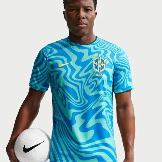Zdjęcie produktu Męska przedmeczowa koszulka piłkarska z krótkim rękawem Nike Dri-FIT Brazylia Academy Pro - Zieleń